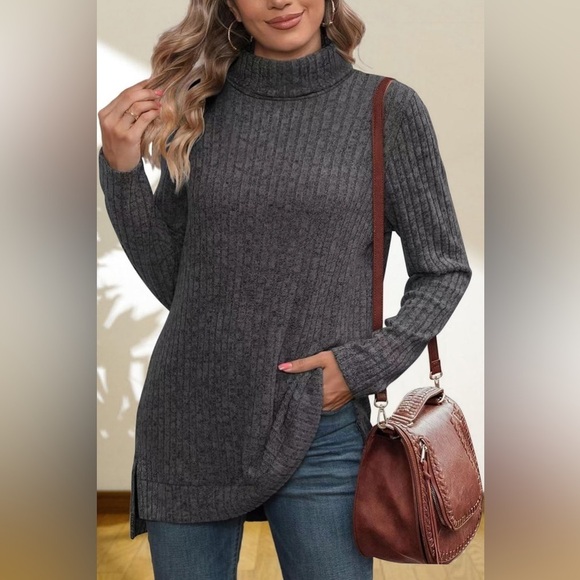 Gentle Slope High Low Thick Turtleneck Sweater - Picture 1 of 5